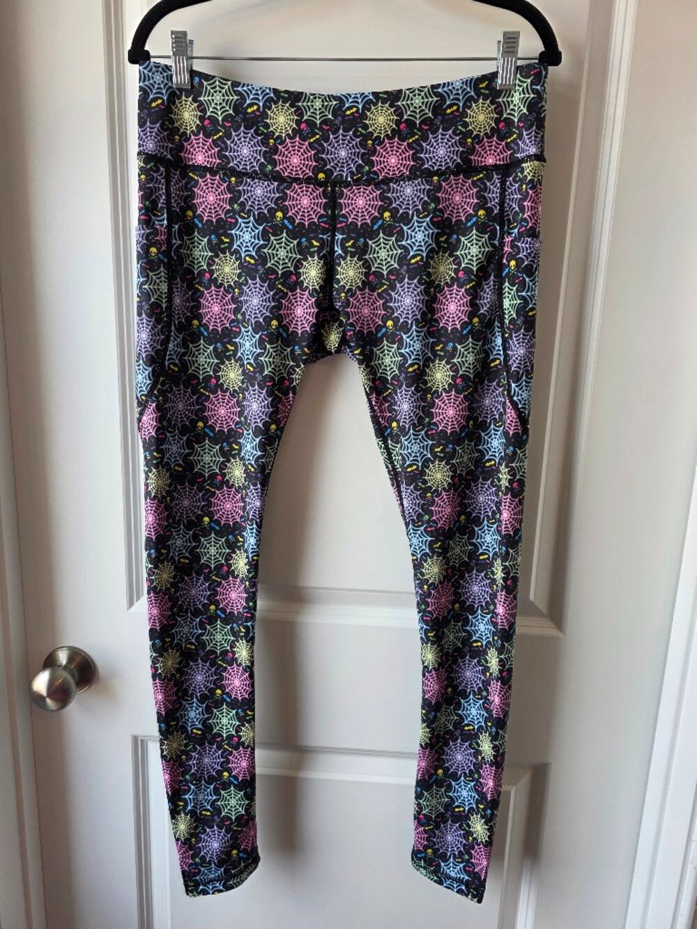 Feed Me Fight Me Black Neon Spider Web Leggings - L